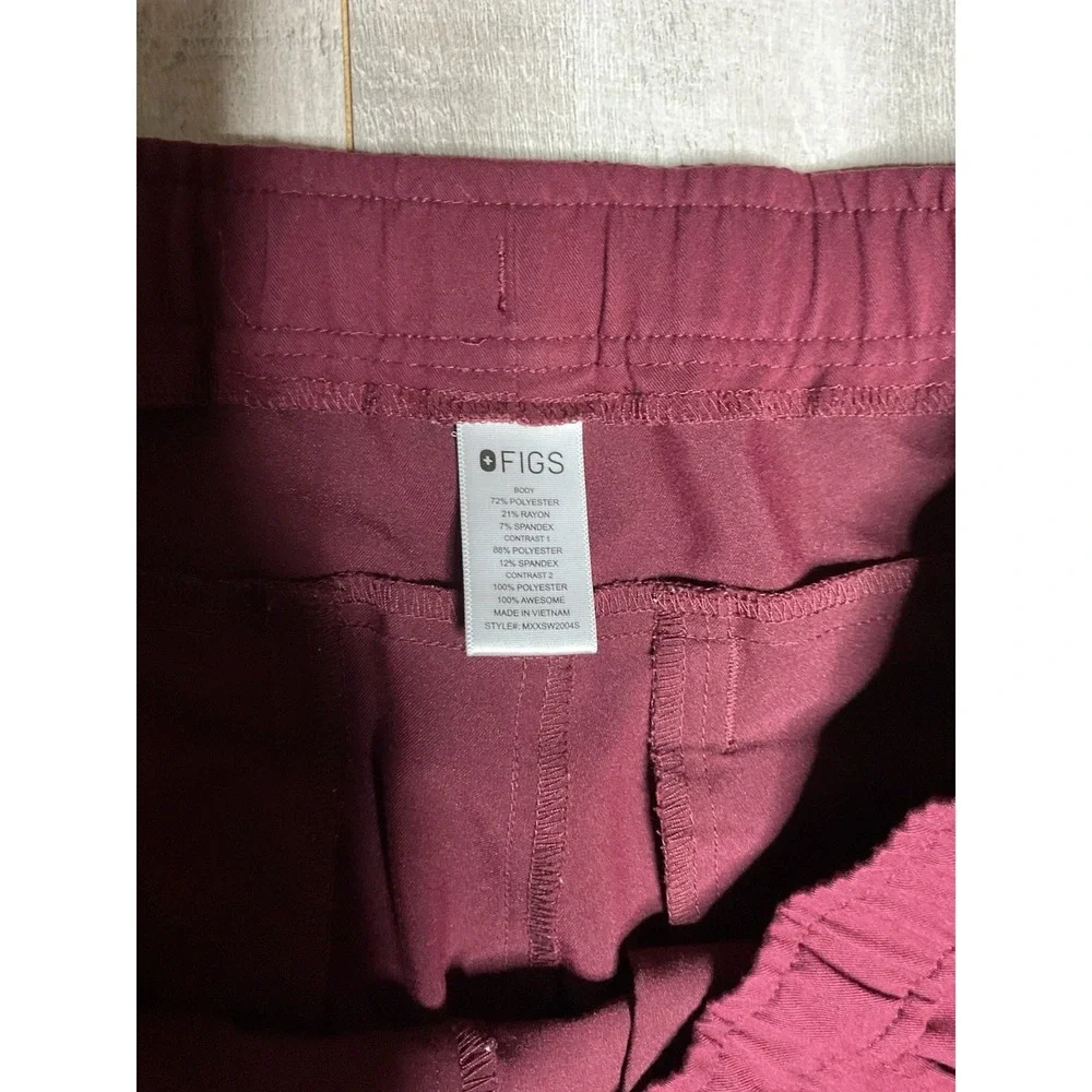 FIGS Mens Burgundy Jogger Scrub Pants Elastic Drawstring Waist MXXSW2004S